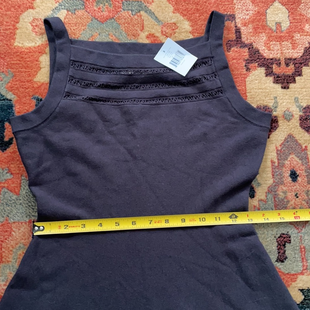 KATE SPADE Square Neck Open Cable Sweater Black Fit Flare Mini Dress Size Small - Picture 11 of 16